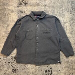Vintage Y2K Ralph Lauren Chaps Shirt Jacket Mens M Dark Gray Fleece Lined Rare